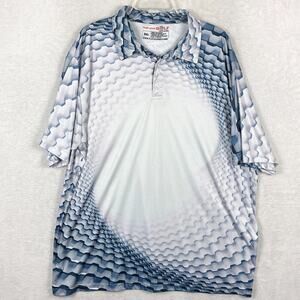 Play Loud Polo Shirt Mens 3XL White Blue Geometric Golf Performance Preppy